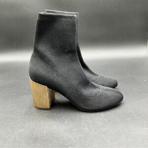 White House Black Market Textured Black Boots with Tan Heel